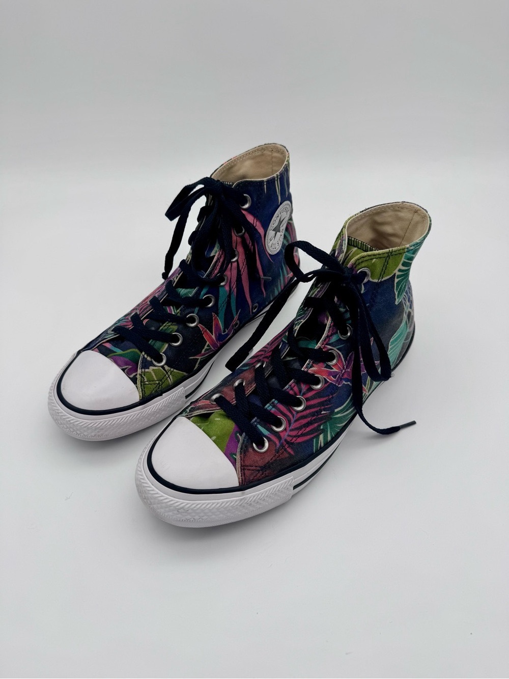 Converse Chuck Taylor High Top Tropical Floral Palm Sneakers Mens 8 Womens 10 - Picture 3 of 11